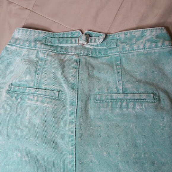 AVEC LES FILLES High Waist Retro Acid Wash Teal Green Pleated Wide Leg Jeans 24 - Picture 6 of 11